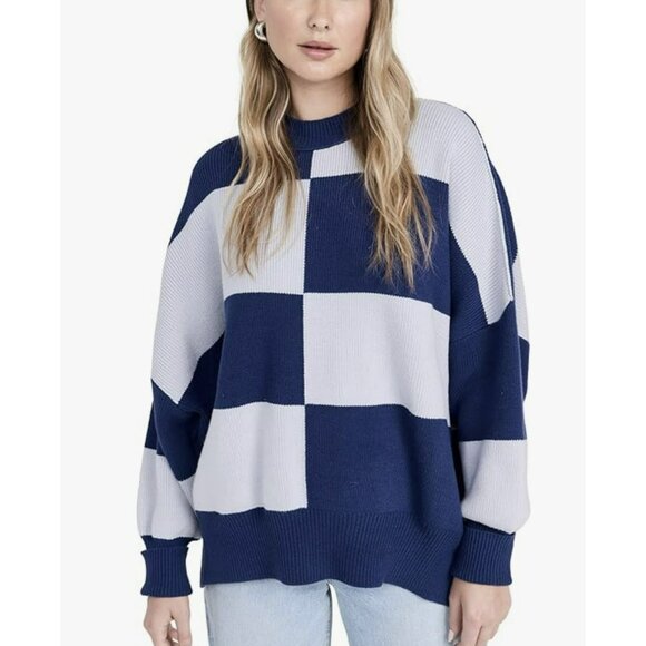 Free People Easy Street Checkered Sweater Pullover Size Small NWT - Picture 1 of 7